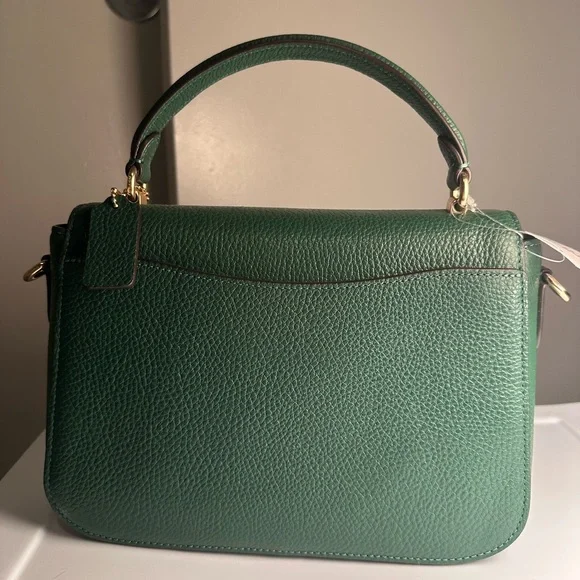 NWT Coach Satchel – Forest Green Pebbled Leather & Suede - Picture 5 of 6